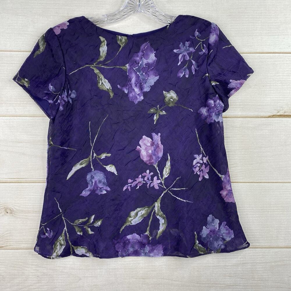 Vintage 90’s Jessica Howard Top Petite L Purple Floral Print Boho Y2K Lined